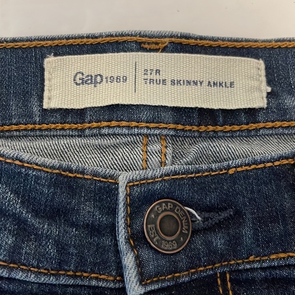Gap 1969 true skinny ankle dark blue jeans size 27R - Picture 3 of 8